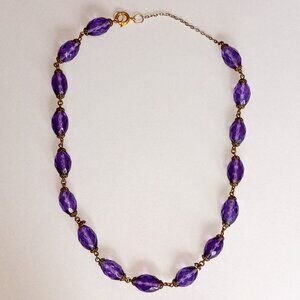 Vintage Rare Purple Faceted Glass Necklace